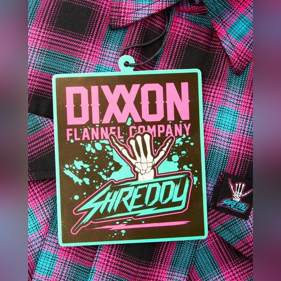 Dixxon Men's XS 2022 Shreddy Pink, Blue & Black Flannel New In Bag With Tags - Picture 6 of 6